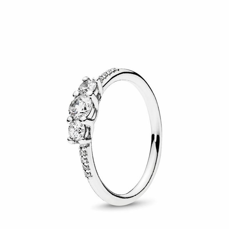 Pandora Clear Three-stone Promise Ring - Sterling Silver/Cubic Zirconia - Canada | VI3462JR